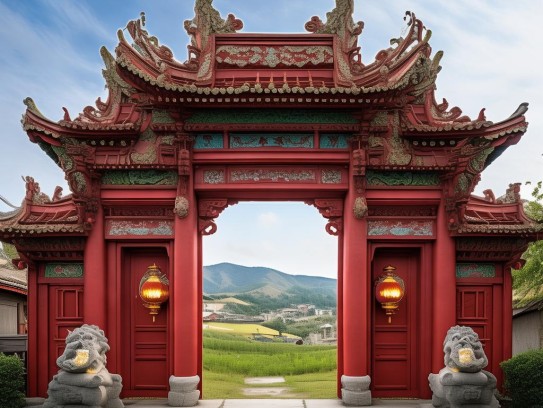 农村最旺的大门图片,探秘中国农村最旺的大门，风水格局与文化符号的千年传承