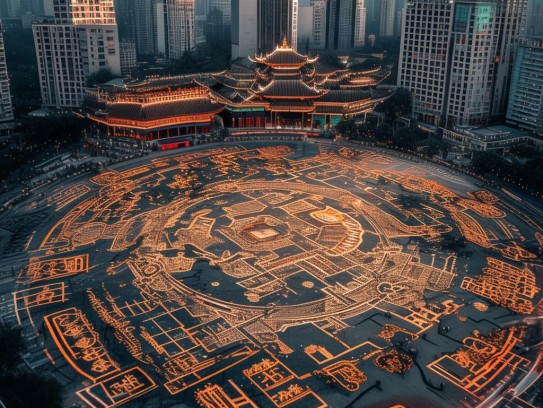 成都天府广场风水图之谜，探秘城市中心的风水宝地,成都天府广场风水图
